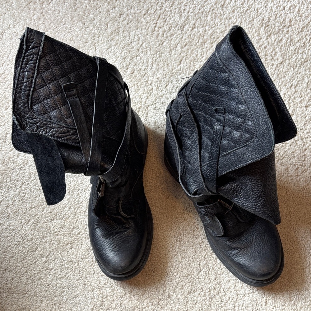 Steve Madden Black Quilted Combat Boots - Picture 2 of 5